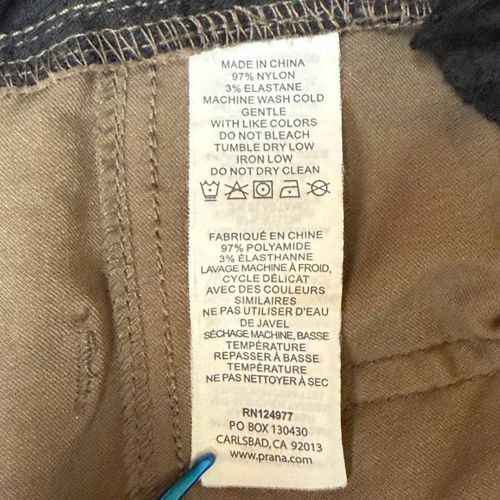 Prana Pants Mens 40x30 Inseam 27 Khaki Brion Slim Fit Stretch Nylon Blend Hiking